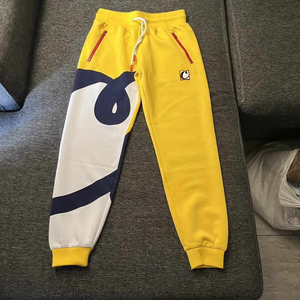 Cookies Jogger Pants Mens Small Yellow Colorblock Zip Pockets Mesh Panel Back